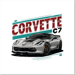 Corvette C7 Z06 JDM Drift Vintage Car Classic Posters and Art